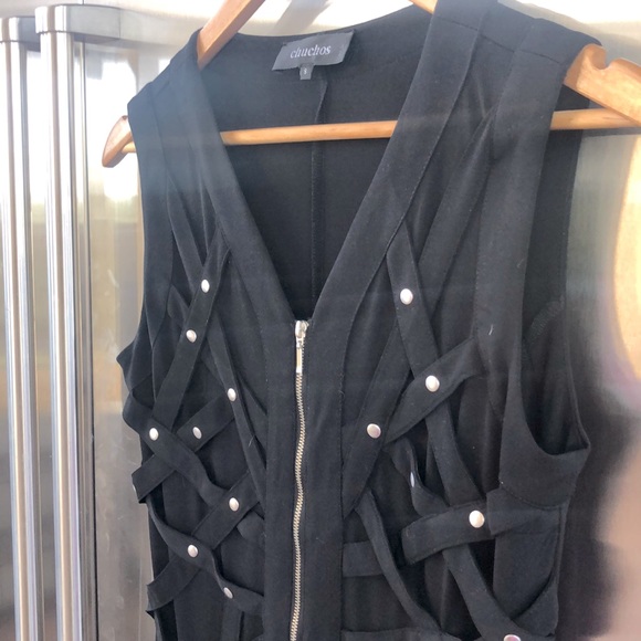 Chuchos black with straps and grommets party dress size Small - Picture 2 of 6